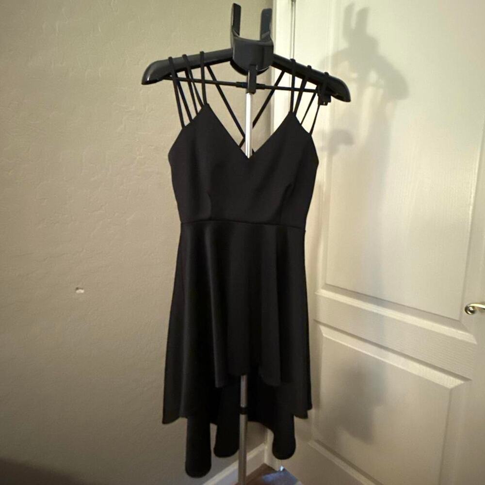 Black Strappy High Low Dress